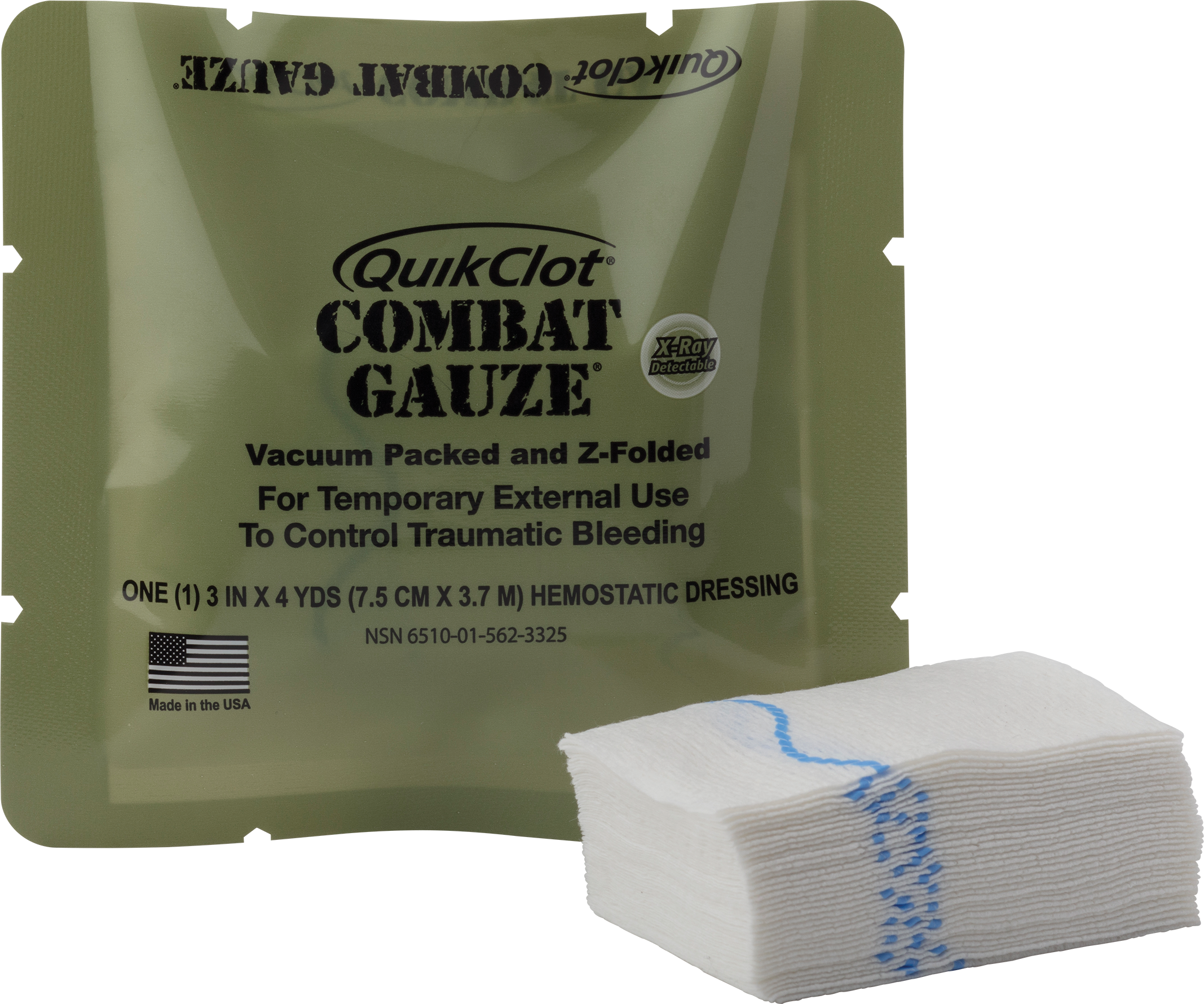 QuikClot Combat Gauze Z-Fold, 3"x4 yards