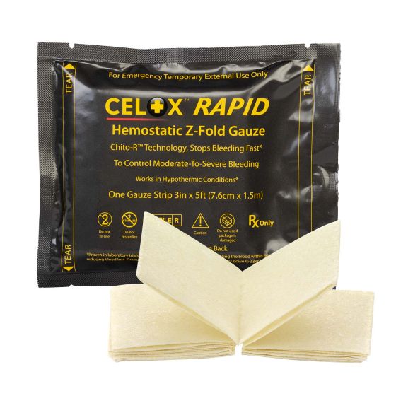 Hemostatic Dressing, Celox Rapid, 5Ft Z-Fold