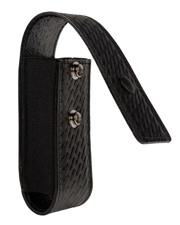 Holder, Cat, Basketweave Leather with Clip, Black Snap