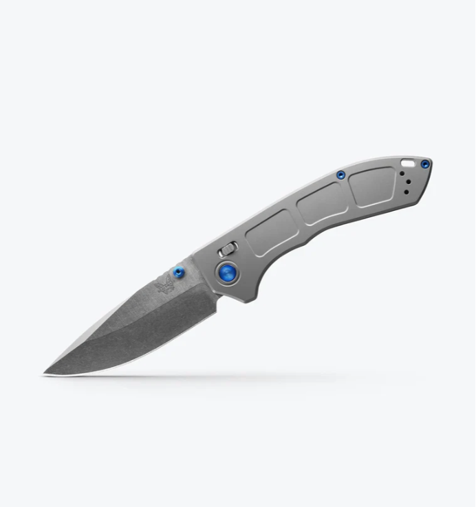 Benchmade Narrows Knife - Gray Titanium / 3.43 in | 8.71cm Stonewash Drop-Point Blade
