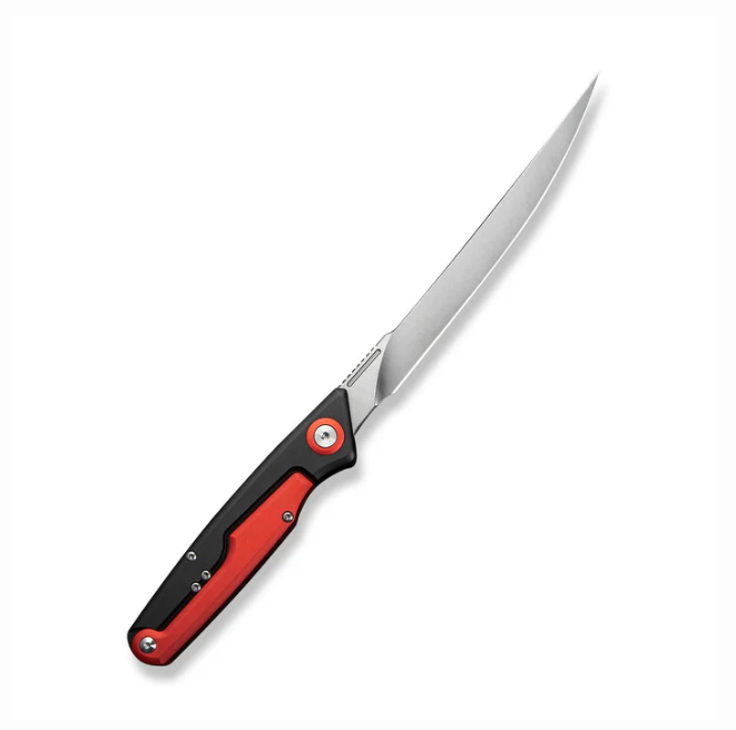 CIVIVI Shawka Folding Fillet Knife - Black And Red Aluminum / 5.81" Satin Trailing Point