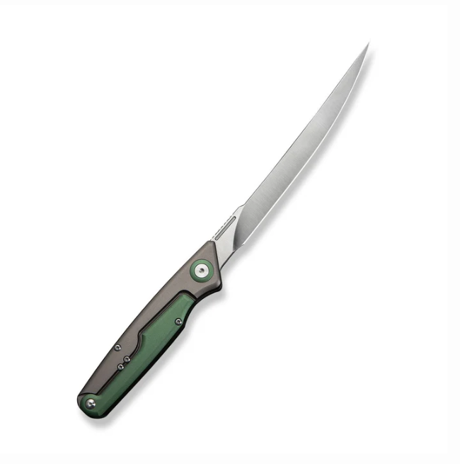 CIVIVI Shawka Folding Fillet Knife - Gray And Green Aluminum / 5.81" Satin Trailing Point