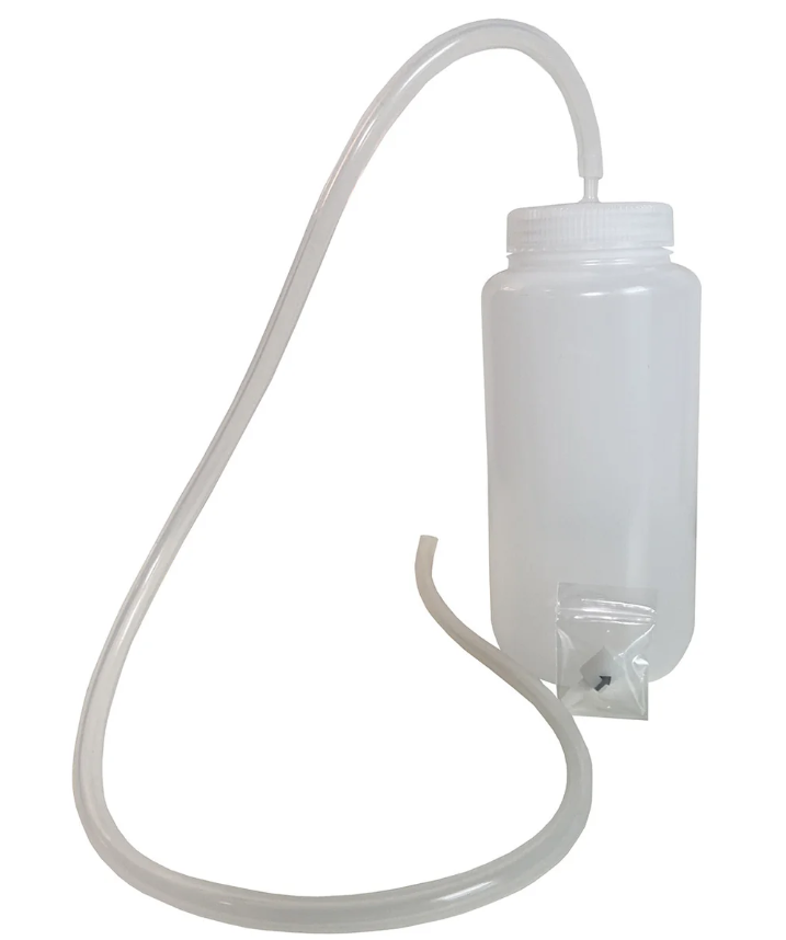 Red top 1L squeeze bottle w/tubing and valve for task trainer