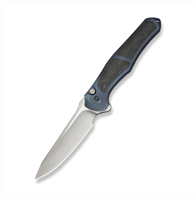 WE Knife 702XI Limited Edition Flipper Knife - Blue Titanium Integral with Shredded / 3.81"