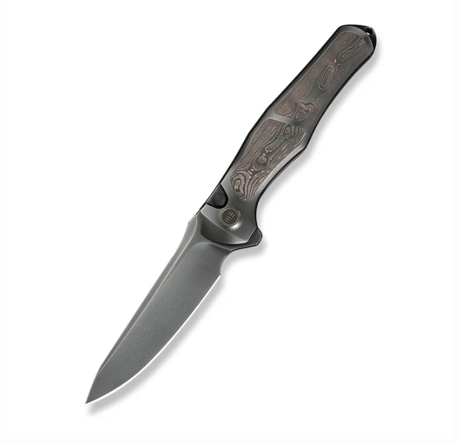 WE Knife 702XI Limited Edition Flipper Knife - Polished Gray Titanium Integral with / 3.81"