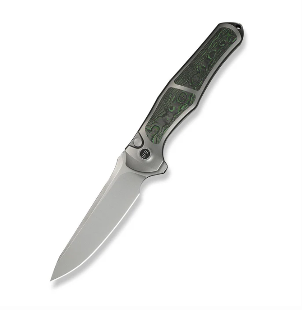 WE Knife 702XI Limited Edition Flipper Knife - Gray Titanium Integral with Jungle / 3.81"