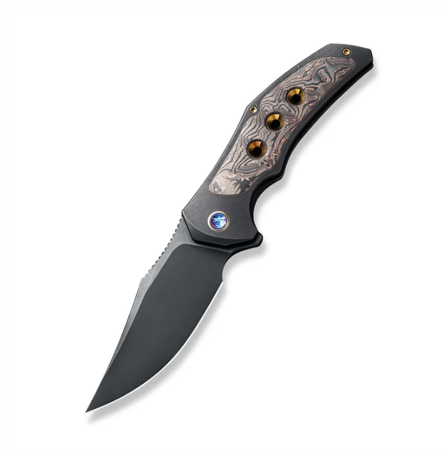 WE Knife Magnetron Knife - Black Titanium with Copper Foil CF Inlay