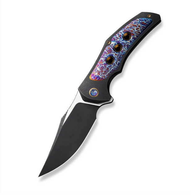 WE Knife Magnetron Knife - Black Titanium with Flamed Titanium Inlay