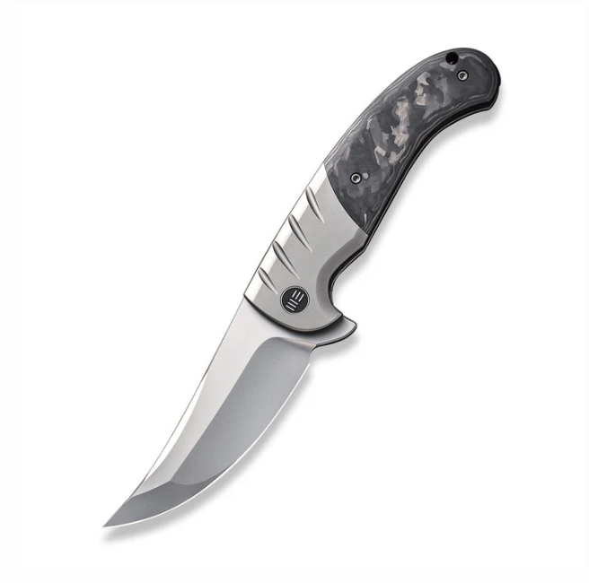 WE Knife Curvaceous Knife - Gray Titanium with Marble CF Inlay