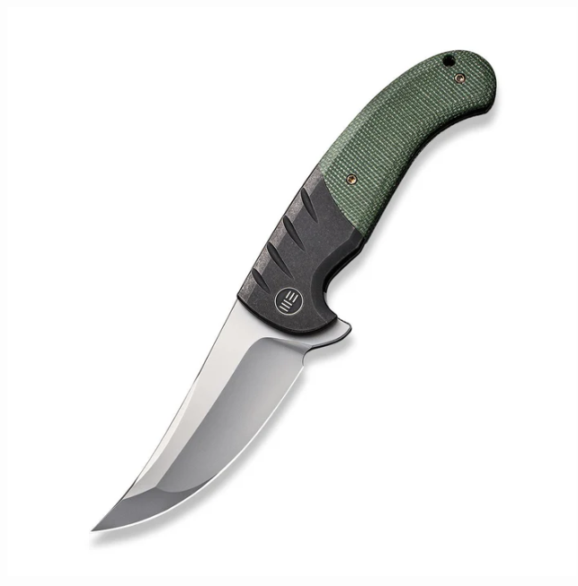 WE Knife Curvaceous Knife - Black Titanium with Green Micarta Inlay
