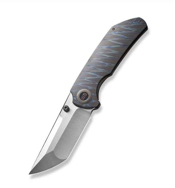WE Knife Thug XL Knife - Tiger Stripe Pattern Flamed Titanium