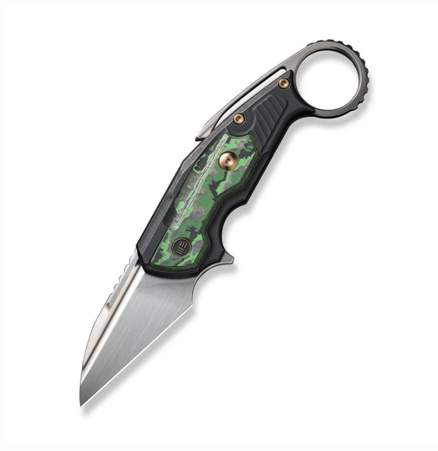 WE Knife Yardbird Knife - Yardbird, Button LockBlack Titanium with Jungle Wear Fat CF Inlay