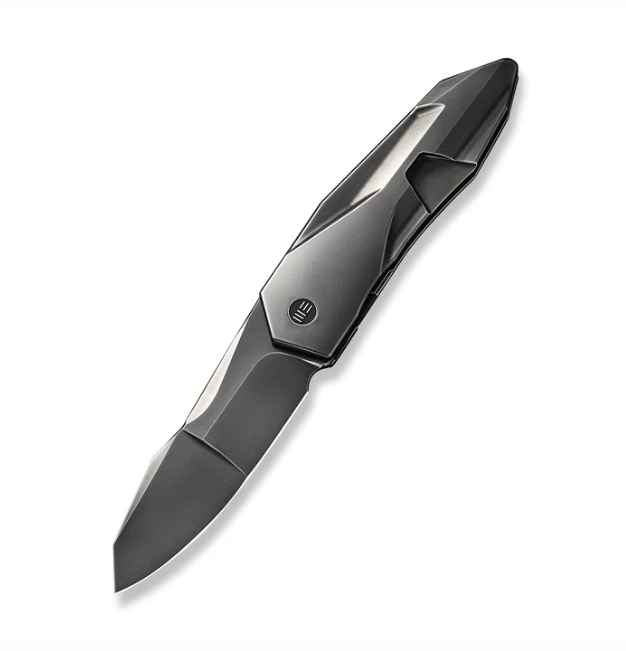 WE Knife Solid Flipper Knife - Titanium / 3.88" Polished Gray Compound grind modified spear point