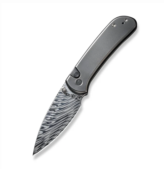 WE Knife Qubit Knife - Polished Gray Orange Peel Textured Titanium
