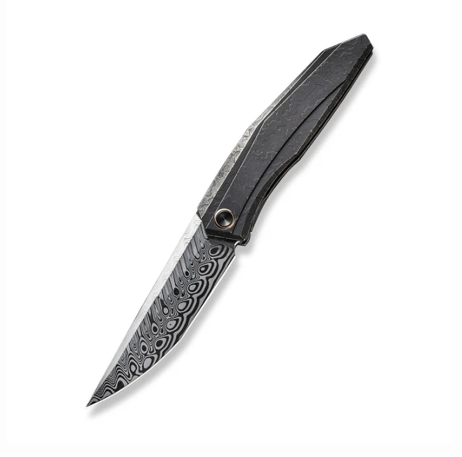 WE Knife Cybernetic Knife - Black Stonewashed with Etching Pattern Titanium