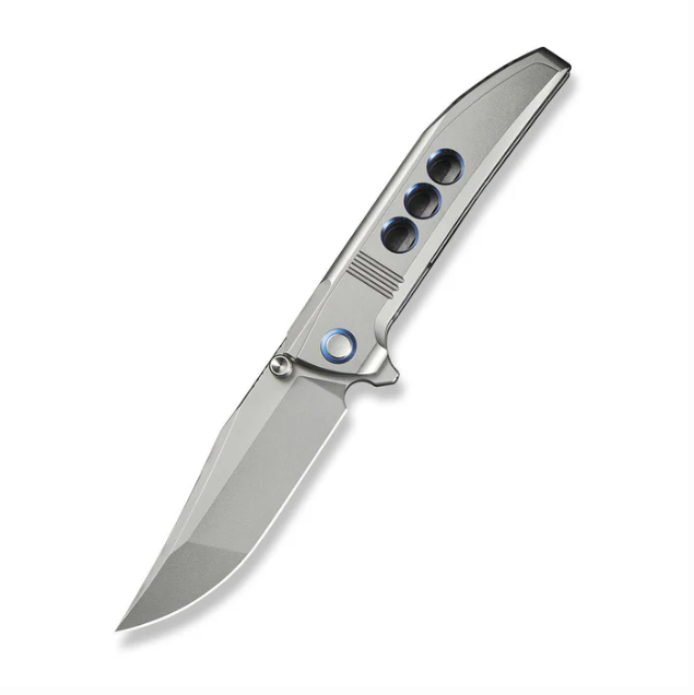 WE Knife Ezinta Knife - Polished Bead Blasted, Blue Titanium / 3.99" Polished Bead Blast Clip Point