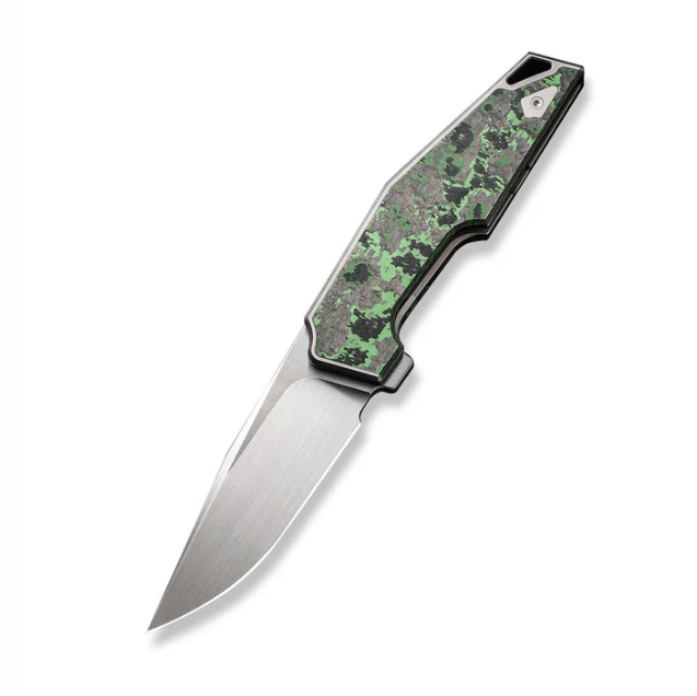 WE Knife OAO Knife - Polished Bead Blasted Titanium Integral with Jungle Wear Fat CF Inlay