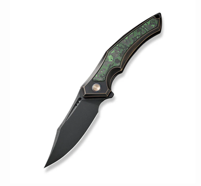 WE Knife Orpheus Knife - Black Titanium Integral with Jungle Wear Fat CF Inlay