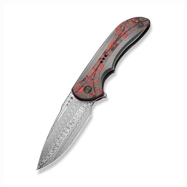 WE Knife Equivik Knife - Polished Gray Titanium with Lava Flow Fat CF Inlay