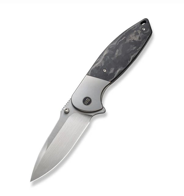 WE Knife Nitro OG Knife - Gray, Black Titanium with Marble CF Inlay / 3.75" Satin Drop Point