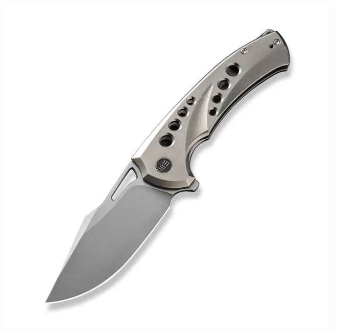 WE Knife Swiftfin Flipper Knife - Polished Bead Blasted, Satin Titanium / 3.8"