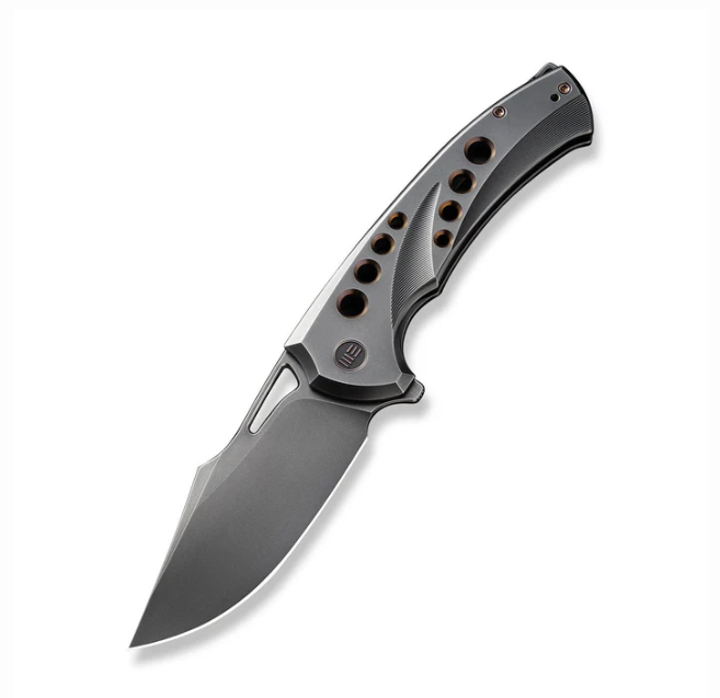WE Knife Swiftfin Flipper Knife - Polished Gray, Dark Golden Titanium / 3.8"