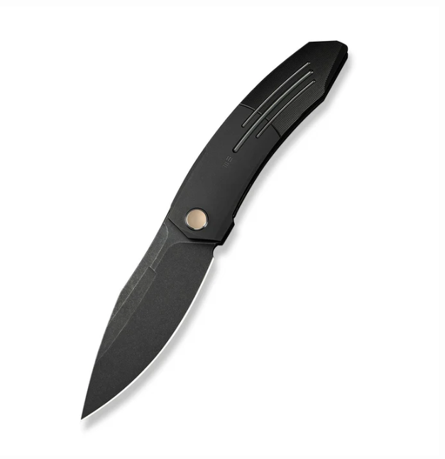 WE Knife Sine Wave Flipper Knife - Black Titanium / 3.98" Black Stonewash Drop Point