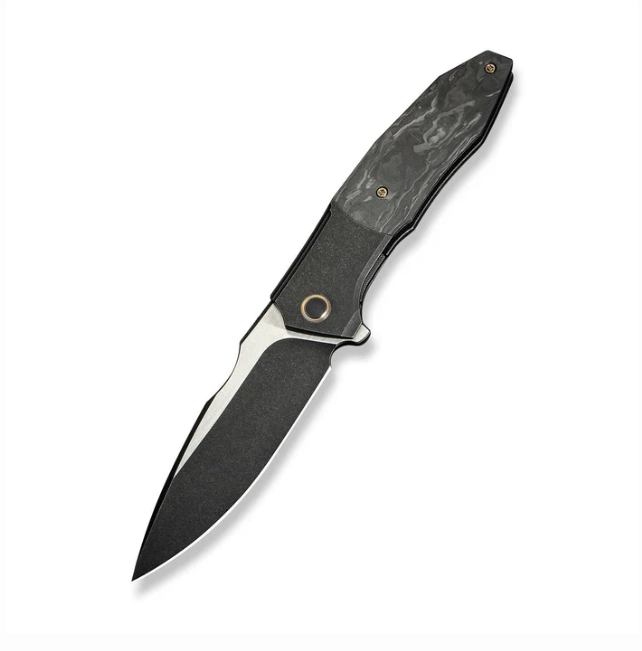 WE Knife Archeozoic Knife - Black Titanium with Shredded CF / 4"