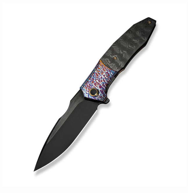 WE Knife Archeozoic Knife - Flamed, Black Titanium with Rose / 4"