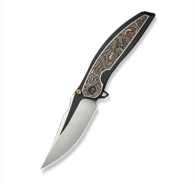 WE Knife Quinseris Flipper Knife - Black Titanium with Copper Foil / 3.96"