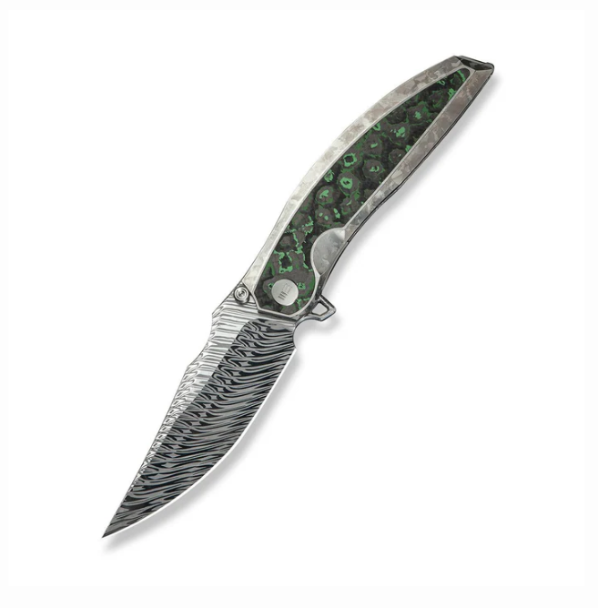 WE Knife Quinseris Flipper Knife - Crystalized Silver Titanium with Jungle / 3.96"