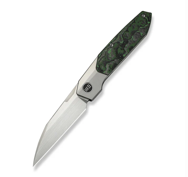 WE Knife Brr15 Flipper Knife - Gray Titanium with Jungle Wear / 3.25"