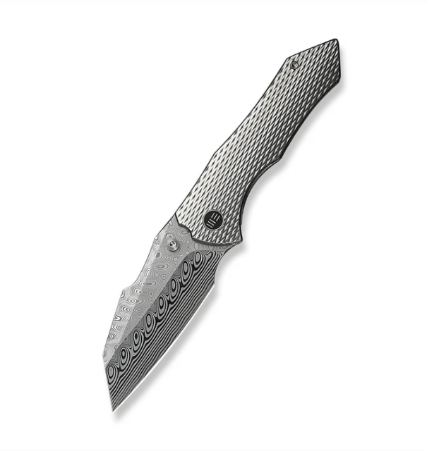 WE Knife High-Fin XL Knife - Diamond Patterned Satin Polished Titanium / 3.48" / Reverse Tanto