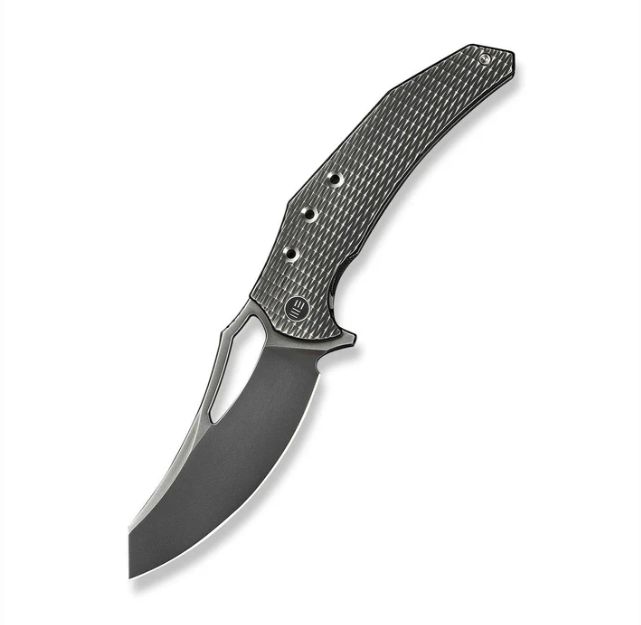 WE Knife Epaulette Flipper Knife - Diamond Patterned Polished Gray Titanium / 3.45"