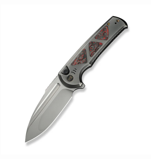 WE Knife Sylox Knife - Polished Gray, Red, Black Titanium / 3.8"