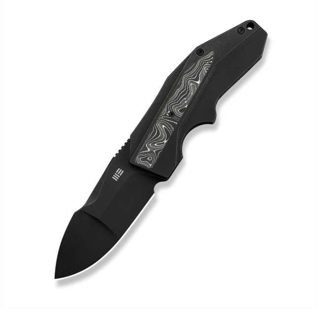 WE Knife Coral Flipper Knife - Black Titanium with Aluminum Foil / 2.95"