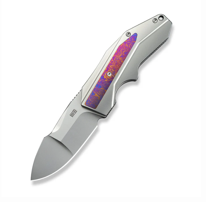 WE Knife Coral Flipper Knife - Polished Bead Blasted Titanium with / 2.95"