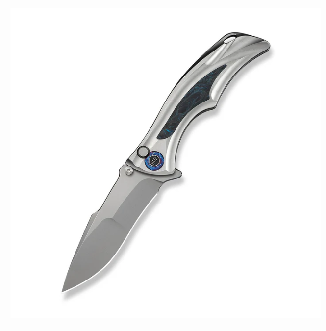 WE Knife Tighe Down Flipper Knife - Gray Titanium Integral with Black / 4"