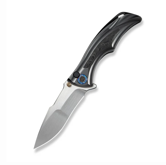 WE Knife Tighe Down Flipper Knife - Polished Gray Orange Peel Textured / 4"