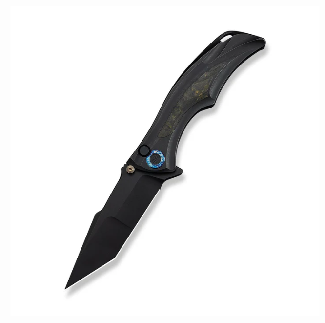 WE Knife Tighe Down Flipper Knife - Black Titanium Integral with Black / 4"