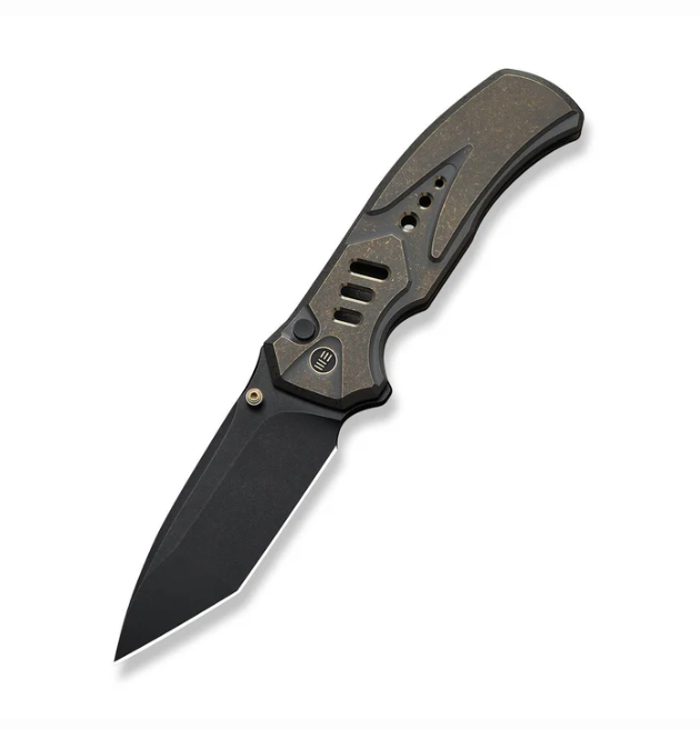 WE Knife Zentron Flipper Knife - Bronze Titanium / 3.48" Black Stonewash Tanto